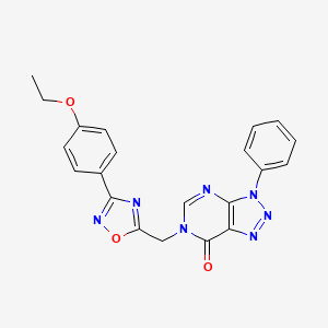 molecular formula C21H17N7O3 B6555410 6-{[3-(4-ethoxyphenyl)-1,2,4-oxadiazol-5-yl]methyl}-3-phenyl-3H,6H,7H-[1,2,3]triazolo[4,5-d]pyrimidin-7-one CAS No. 1040671-13-3