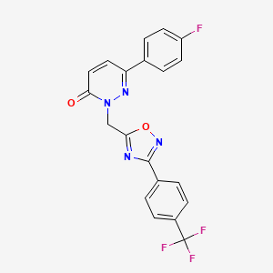 molecular formula C20H12F4N4O2 B6555464 6-(4-fluorophenyl)-2-({3-[4-(trifluoromethyl)phenyl]-1,2,4-oxadiazol-5-yl}methyl)-2,3-dihydropyridazin-3-one CAS No. 1040673-25-3