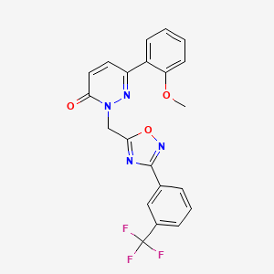 molecular formula C21H15F3N4O3 B6555477 6-(2-methoxyphenyl)-2-({3-[3-(trifluoromethyl)phenyl]-1,2,4-oxadiazol-5-yl}methyl)-2,3-dihydropyridazin-3-one CAS No. 1040673-48-0