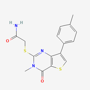 molecular formula C16H15N3O2S2 B6555506 2-{[3-methyl-7-(4-methylphenyl)-4-oxo-3H,4H-thieno[3,2-d]pyrimidin-2-yl]sulfanyl}acetamide CAS No. 1040675-04-4
