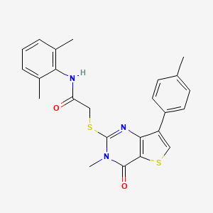 molecular formula C24H23N3O2S2 B6555553 N-(2,6-dimethylphenyl)-2-{[3-methyl-7-(4-methylphenyl)-4-oxo-3H,4H-thieno[3,2-d]pyrimidin-2-yl]sulfanyl}acetamide CAS No. 1040676-23-0