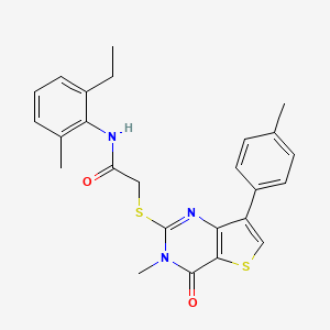 molecular formula C25H25N3O2S2 B6555585 N-(2-ethyl-6-methylphenyl)-2-{[3-methyl-7-(4-methylphenyl)-4-oxo-3H,4H-thieno[3,2-d]pyrimidin-2-yl]sulfanyl}acetamide CAS No. 1040648-54-1