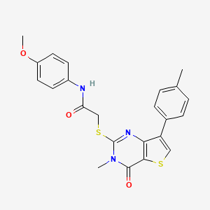 molecular formula C23H21N3O3S2 B6555613 N-(4-methoxyphenyl)-2-{[3-methyl-7-(4-methylphenyl)-4-oxo-3H,4H-thieno[3,2-d]pyrimidin-2-yl]sulfanyl}acetamide CAS No. 1040648-85-8