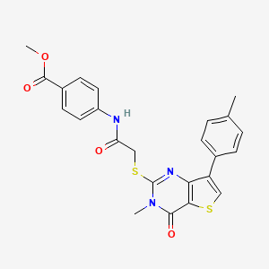 molecular formula C24H21N3O4S2 B6555621 methyl 4-(2-{[3-methyl-7-(4-methylphenyl)-4-oxo-3H,4H-thieno[3,2-d]pyrimidin-2-yl]sulfanyl}acetamido)benzoate CAS No. 1040649-19-1