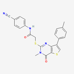 molecular formula C23H18N4O2S2 B6555629 N-(4-cyanophenyl)-2-{[3-methyl-7-(4-methylphenyl)-4-oxo-3H,4H-thieno[3,2-d]pyrimidin-2-yl]sulfanyl}acetamide CAS No. 1040649-15-7