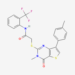 2-{[3-methyl-7-(4-methylphenyl)-4-oxo-3H,4H-thieno[3,2-d]pyrimidin-2-yl]sulfanyl}-N-[2-(trifluoromethyl)phenyl]acetamide