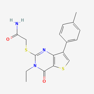 molecular formula C17H17N3O2S2 B6555644 2-{[3-ethyl-7-(4-methylphenyl)-4-oxo-3H,4H-thieno[3,2-d]pyrimidin-2-yl]sulfanyl}acetamide CAS No. 1040649-52-2