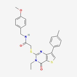 2-{[3-ethyl-7-(4-methylphenyl)-4-oxo-3H,4H-thieno[3,2-d]pyrimidin-2-yl]sulfanyl}-N-[(4-methoxyphenyl)methyl]acetamide