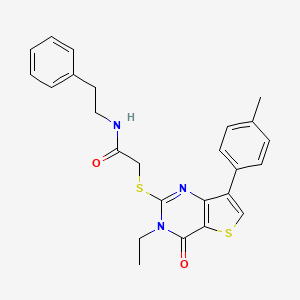 molecular formula C25H25N3O2S2 B6555665 2-{[3-ethyl-7-(4-methylphenyl)-4-oxo-3H,4H-thieno[3,2-d]pyrimidin-2-yl]sulfanyl}-N-(2-phenylethyl)acetamide CAS No. 1040649-82-8