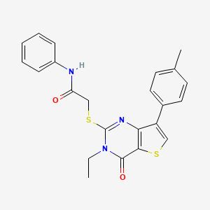 molecular formula C23H21N3O2S2 B6555682 2-{[3-ethyl-7-(4-methylphenyl)-4-oxo-3H,4H-thieno[3,2-d]pyrimidin-2-yl]sulfanyl}-N-phenylacetamide CAS No. 1040649-97-5