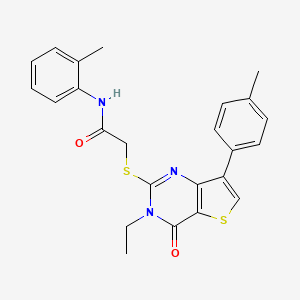 molecular formula C24H23N3O2S2 B6555692 2-{[3-ethyl-7-(4-methylphenyl)-4-oxo-3H,4H-thieno[3,2-d]pyrimidin-2-yl]sulfanyl}-N-(2-methylphenyl)acetamide CAS No. 1040650-02-9