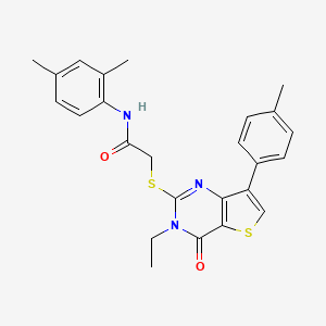 molecular formula C25H25N3O2S2 B6555697 N-(2,4-dimethylphenyl)-2-{[3-ethyl-7-(4-methylphenyl)-4-oxo-3H,4H-thieno[3,2-d]pyrimidin-2-yl]sulfanyl}acetamide CAS No. 1040650-18-7