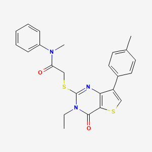 molecular formula C24H23N3O2S2 B6555718 2-{[3-ethyl-7-(4-methylphenyl)-4-oxo-3H,4H-thieno[3,2-d]pyrimidin-2-yl]sulfanyl}-N-methyl-N-phenylacetamide CAS No. 1040650-48-3