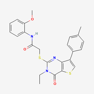 molecular formula C24H23N3O3S2 B6555723 2-{[3-ethyl-7-(4-methylphenyl)-4-oxo-3H,4H-thieno[3,2-d]pyrimidin-2-yl]sulfanyl}-N-(2-methoxyphenyl)acetamide CAS No. 1040650-60-9