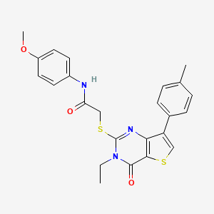 molecular formula C24H23N3O3S2 B6555724 2-{[3-ethyl-7-(4-methylphenyl)-4-oxo-3H,4H-thieno[3,2-d]pyrimidin-2-yl]sulfanyl}-N-(4-methoxyphenyl)acetamide CAS No. 1040650-74-5
