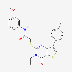 molecular formula C24H23N3O3S2 B6555727 2-{[3-ethyl-7-(4-methylphenyl)-4-oxo-3H,4H-thieno[3,2-d]pyrimidin-2-yl]sulfanyl}-N-(3-methoxyphenyl)acetamide CAS No. 1040650-67-6