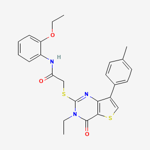 molecular formula C25H25N3O3S2 B6555743 N-(2-ethoxyphenyl)-2-{[3-ethyl-7-(4-methylphenyl)-4-oxo-3H,4H-thieno[3,2-d]pyrimidin-2-yl]sulfanyl}acetamide CAS No. 1040650-95-0