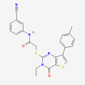molecular formula C24H20N4O2S2 B6555751 N-(3-cyanophenyl)-2-{[3-ethyl-7-(4-methylphenyl)-4-oxo-3H,4H-thieno[3,2-d]pyrimidin-2-yl]sulfanyl}acetamide CAS No. 1040651-30-6