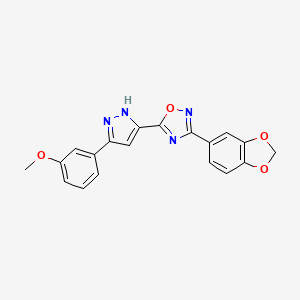 molecular formula C19H14N4O4 B6555770 3-(2H-1,3-benzodioxol-5-yl)-5-[3-(3-methoxyphenyl)-1H-pyrazol-5-yl]-1,2,4-oxadiazole CAS No. 1239511-60-4