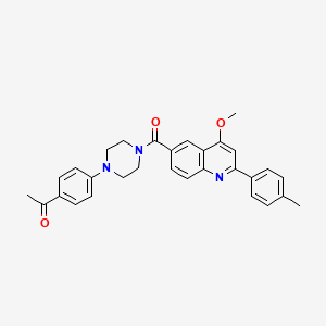 molecular formula C30H29N3O3 B6555833 1-(4-{4-[4-methoxy-2-(4-methylphenyl)quinoline-6-carbonyl]piperazin-1-yl}phenyl)ethan-1-one CAS No. 1040653-35-7