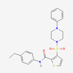 molecular formula C23H25N3O3S2 B6555853 N-(4-ethylphenyl)-3-[(4-phenylpiperazin-1-yl)sulfonyl]thiophene-2-carboxamide CAS No. 1040653-75-5