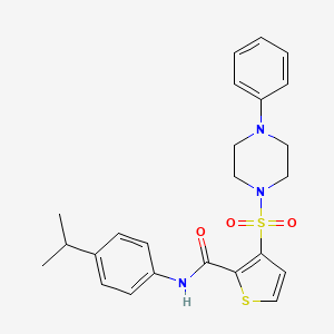 molecular formula C24H27N3O3S2 B6555860 3-[(4-phenylpiperazin-1-yl)sulfonyl]-N-[4-(propan-2-yl)phenyl]thiophene-2-carboxamide CAS No. 1040653-83-5