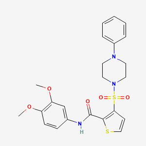 molecular formula C23H25N3O5S2 B6555861 N-(3,4-dimethoxyphenyl)-3-[(4-phenylpiperazin-1-yl)sulfonyl]thiophene-2-carboxamide CAS No. 1040653-91-5