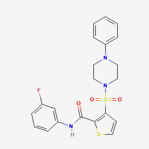 molecular formula C21H20FN3O3S2 B6555868 N-(3-fluorophenyl)-3-[(4-phenylpiperazin-1-yl)sulfonyl]thiophene-2-carboxamide CAS No. 1040654-07-6