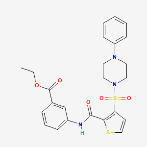 molecular formula C24H25N3O5S2 B6555872 ethyl 3-{3-[(4-phenylpiperazin-1-yl)sulfonyl]thiophene-2-amido}benzoate CAS No. 1040653-99-3