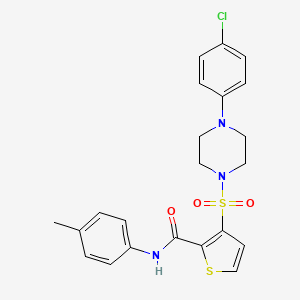 molecular formula C22H22ClN3O3S2 B6555885 3-{[4-(4-chlorophenyl)piperazin-1-yl]sulfonyl}-N-(4-methylphenyl)thiophene-2-carboxamide CAS No. 1040654-63-4