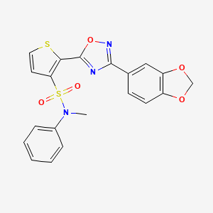 molecular formula C20H15N3O5S2 B6555902 2-[3-(2H-1,3-benzodioxol-5-yl)-1,2,4-oxadiazol-5-yl]-N-methyl-N-phenylthiophene-3-sulfonamide CAS No. 1040678-00-9