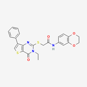N-(2,3-dihydro-1,4-benzodioxin-6-yl)-2-({3-ethyl-4-oxo-7-phenyl-3H,4H-thieno[3,2-d]pyrimidin-2-yl}sulfanyl)acetamide