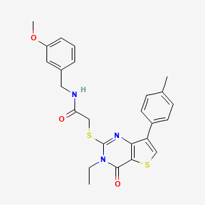 molecular formula C25H25N3O3S2 B6555918 2-{[3-ethyl-7-(4-methylphenyl)-4-oxo-3H,4H-thieno[3,2-d]pyrimidin-2-yl]sulfanyl}-N-[(3-methoxyphenyl)methyl]acetamide CAS No. 1040631-97-7