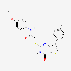 molecular formula C25H25N3O3S2 B6555935 N-(4-ethoxyphenyl)-2-{[3-ethyl-7-(4-methylphenyl)-4-oxo-3H,4H-thieno[3,2-d]pyrimidin-2-yl]sulfanyl}acetamide CAS No. 1040632-24-3