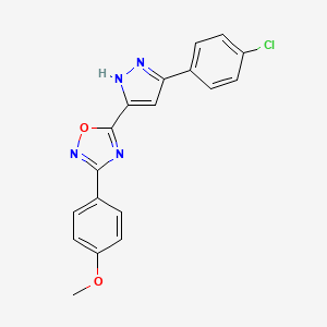 5-[3-(4-chlorophenyl)-1H-pyrazol-5-yl]-3-(4-methoxyphenyl)-1,2,4-oxadiazole