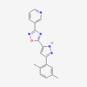 3-{5-[3-(2,5-dimethylphenyl)-1H-pyrazol-5-yl]-1,2,4-oxadiazol-3-yl}pyridine