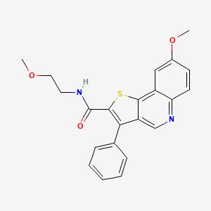molecular formula C22H20N2O3S B6556004 8-methoxy-N-(2-methoxyethyl)-3-phenylthieno[3,2-c]quinoline-2-carboxamide CAS No. 1040633-24-6