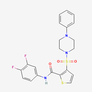 molecular formula C21H19F2N3O3S2 B6556017 N-(3,4-difluorophenyl)-3-[(4-phenylpiperazin-1-yl)sulfonyl]thiophene-2-carboxamide CAS No. 1040633-60-0