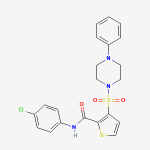 molecular formula C21H20ClN3O3S2 B6556020 N-(4-chlorophenyl)-3-[(4-phenylpiperazin-1-yl)sulfonyl]thiophene-2-carboxamide CAS No. 1040633-66-6
