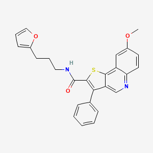 N-[3-(furan-2-yl)propyl]-8-methoxy-3-phenylthieno[3,2-c]quinoline-2-carboxamide