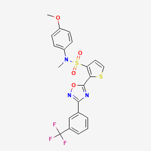 molecular formula C21H16F3N3O4S2 B6556035 N-(4-methoxyphenyl)-N-methyl-2-{3-[3-(trifluoromethyl)phenyl]-1,2,4-oxadiazol-5-yl}thiophene-3-sulfonamide CAS No. 1040634-63-6
