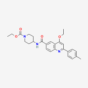 molecular formula C27H31N3O4 B6556041 ethyl 4-[4-ethoxy-2-(4-methylphenyl)quinoline-6-amido]piperidine-1-carboxylate CAS No. 1040636-00-7