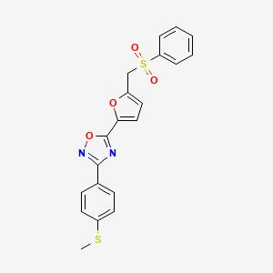 molecular formula C20H16N2O4S2 B6556054 5-{5-[(benzenesulfonyl)methyl]furan-2-yl}-3-[4-(methylsulfanyl)phenyl]-1,2,4-oxadiazole CAS No. 1040636-69-8