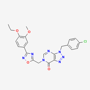molecular formula C23H20ClN7O4 B6556056 3-[(4-chlorophenyl)methyl]-6-{[3-(4-ethoxy-3-methoxyphenyl)-1,2,4-oxadiazol-5-yl]methyl}-3H,6H,7H-[1,2,3]triazolo[4,5-d]pyrimidin-7-one CAS No. 1040636-48-3