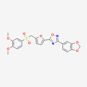 molecular formula C22H18N2O8S B6556065 3-(2H-1,3-benzodioxol-5-yl)-5-{5-[(3,4-dimethoxybenzenesulfonyl)methyl]furan-2-yl}-1,2,4-oxadiazole CAS No. 1040636-83-6