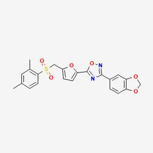 molecular formula C22H18N2O6S B6556072 3-(2H-1,3-benzodioxol-5-yl)-5-{5-[(2,4-dimethylbenzenesulfonyl)methyl]furan-2-yl}-1,2,4-oxadiazole CAS No. 1040636-99-4