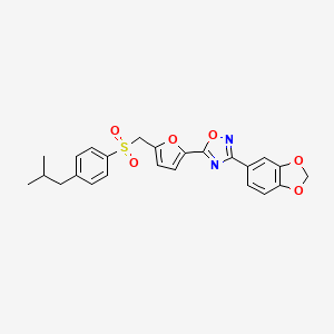 molecular formula C24H22N2O6S B6556086 3-(2H-1,3-benzodioxol-5-yl)-5-(5-{[4-(2-methylpropyl)benzenesulfonyl]methyl}furan-2-yl)-1,2,4-oxadiazole CAS No. 1040637-15-7