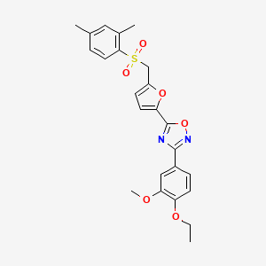molecular formula C24H24N2O6S B6556090 5-{5-[(2,4-dimethylbenzenesulfonyl)methyl]furan-2-yl}-3-(4-ethoxy-3-methoxyphenyl)-1,2,4-oxadiazole CAS No. 1040637-07-7