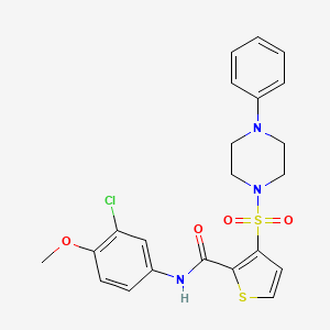 molecular formula C22H22ClN3O4S2 B6556094 N-(3-chloro-4-methoxyphenyl)-3-[(4-phenylpiperazin-1-yl)sulfonyl]thiophene-2-carboxamide CAS No. 1040660-12-5