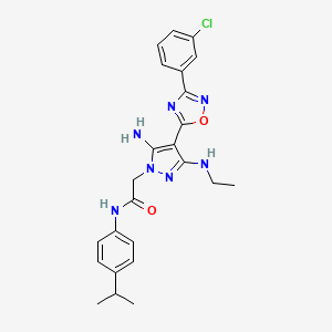 molecular formula C24H26ClN7O2 B6556106 2-{5-amino-4-[3-(3-chlorophenyl)-1,2,4-oxadiazol-5-yl]-3-(ethylamino)-1H-pyrazol-1-yl}-N-[4-(propan-2-yl)phenyl]acetamide CAS No. 1170263-58-7